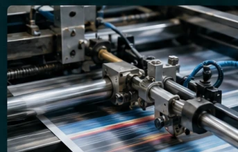 Commercial printing press in production